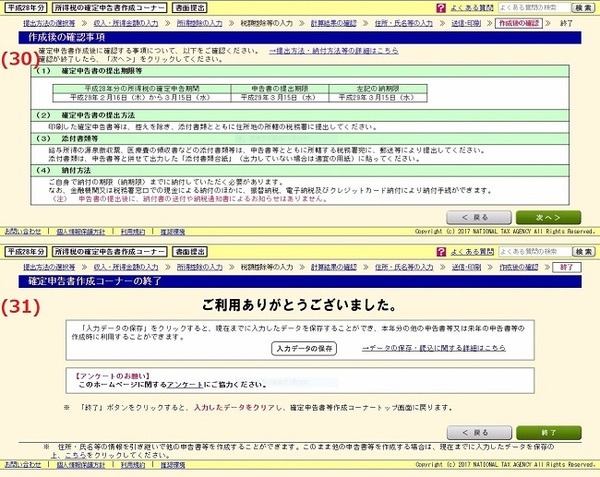 確定申告書30,31