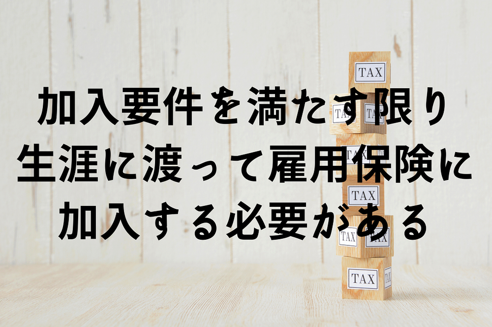 加入要件を満たす限り 生涯に渡って雇用保険に 加入する必要がある