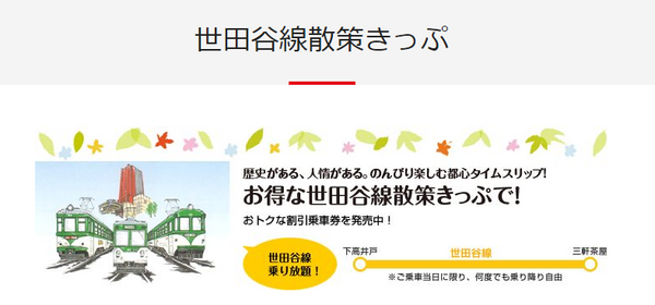 東急電鉄の「世田谷線散策きっぷ」