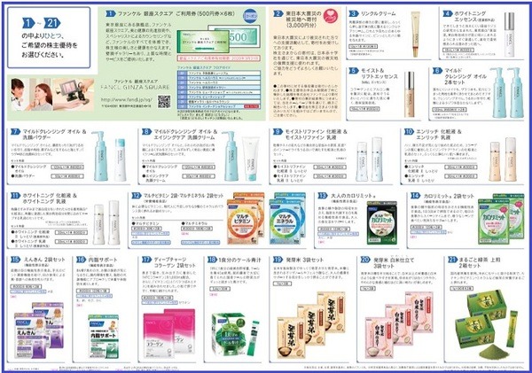 ファンケル株主優待カタログ