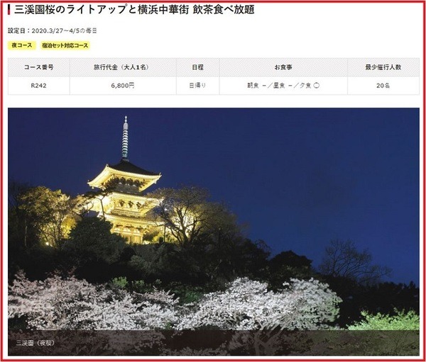 三渓園桜のライトアップと横浜中華街飲茶