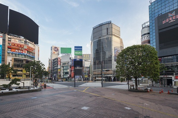 2020年5月3日東京都渋谷　無人の渋谷スクランブル交差点