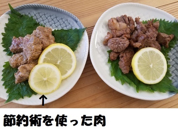 漬けこんだ肉の比較写真