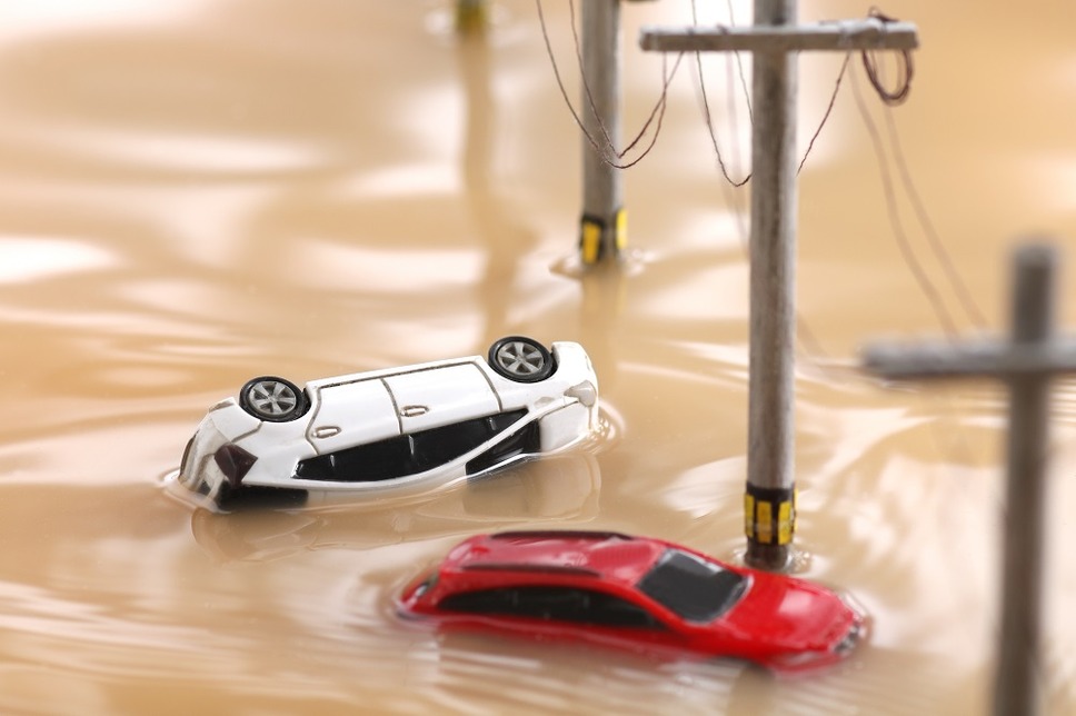 台風で水没した車