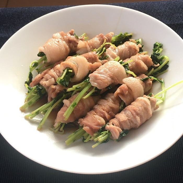 豆苗の豚バラ蒸し
