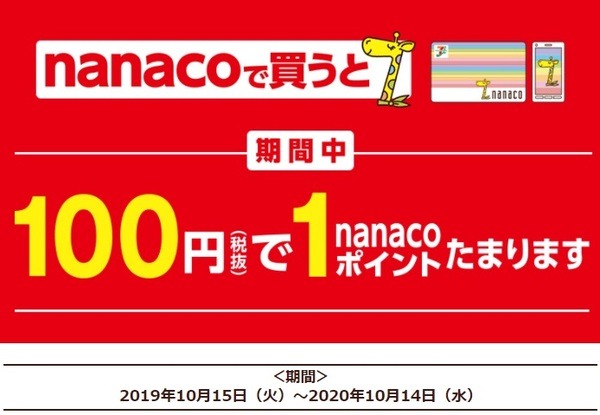 nanacoポイントが1ポイント還元キャンペーンが終わります