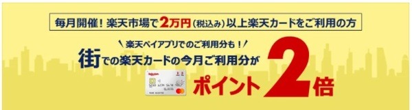 街での楽天カード利用分のポイント2倍