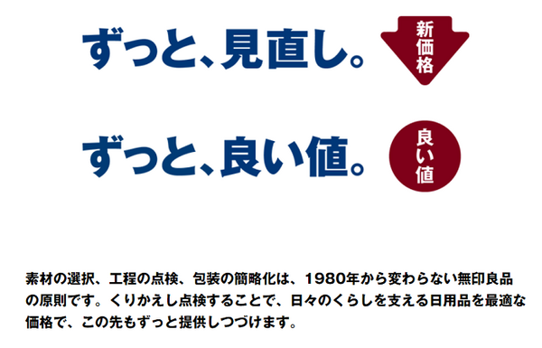 無印良品の価格見直し