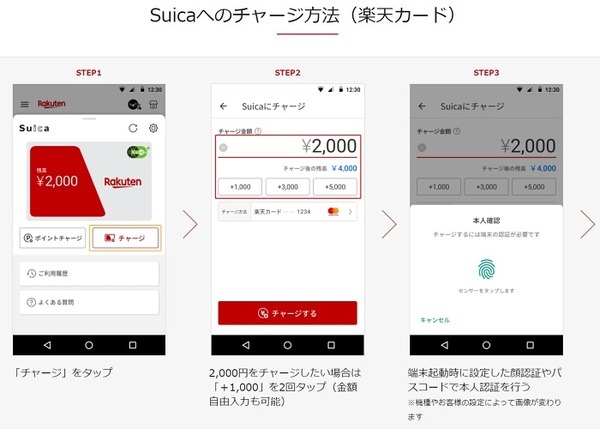 楽天ペイアプリ内Suicaの楽天カードチャージ