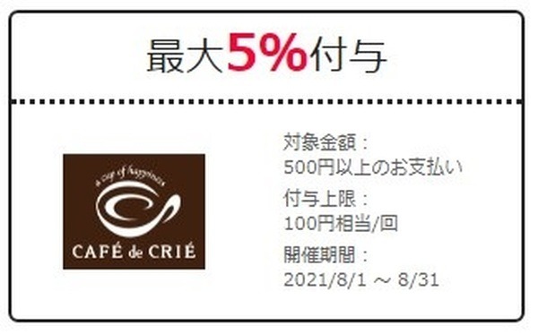  CAFÉ&CRIEのクーポン