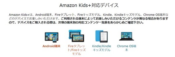 Amazon Kids+対応デバイス