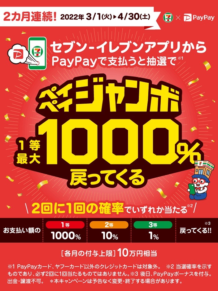 最大1000％還元の「ペイペイジャンボ」